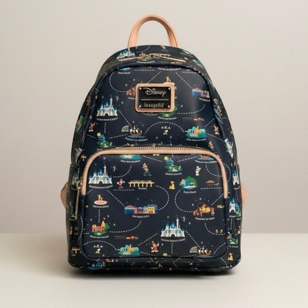 NWOT Loungefly Disneyland 65th Anniversary Map 2-in-1 Convertible Mini Backpack